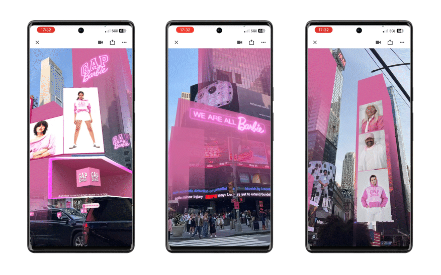 Gap x Mattel Barbie's Times Square Takeover powered by Google's Geospatial Creator