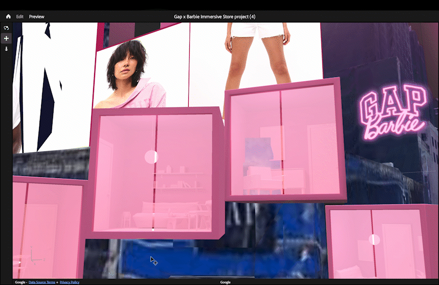 Gap x Mattel Barbie's Times Square Takeover powered by Google's Geospatial Creator